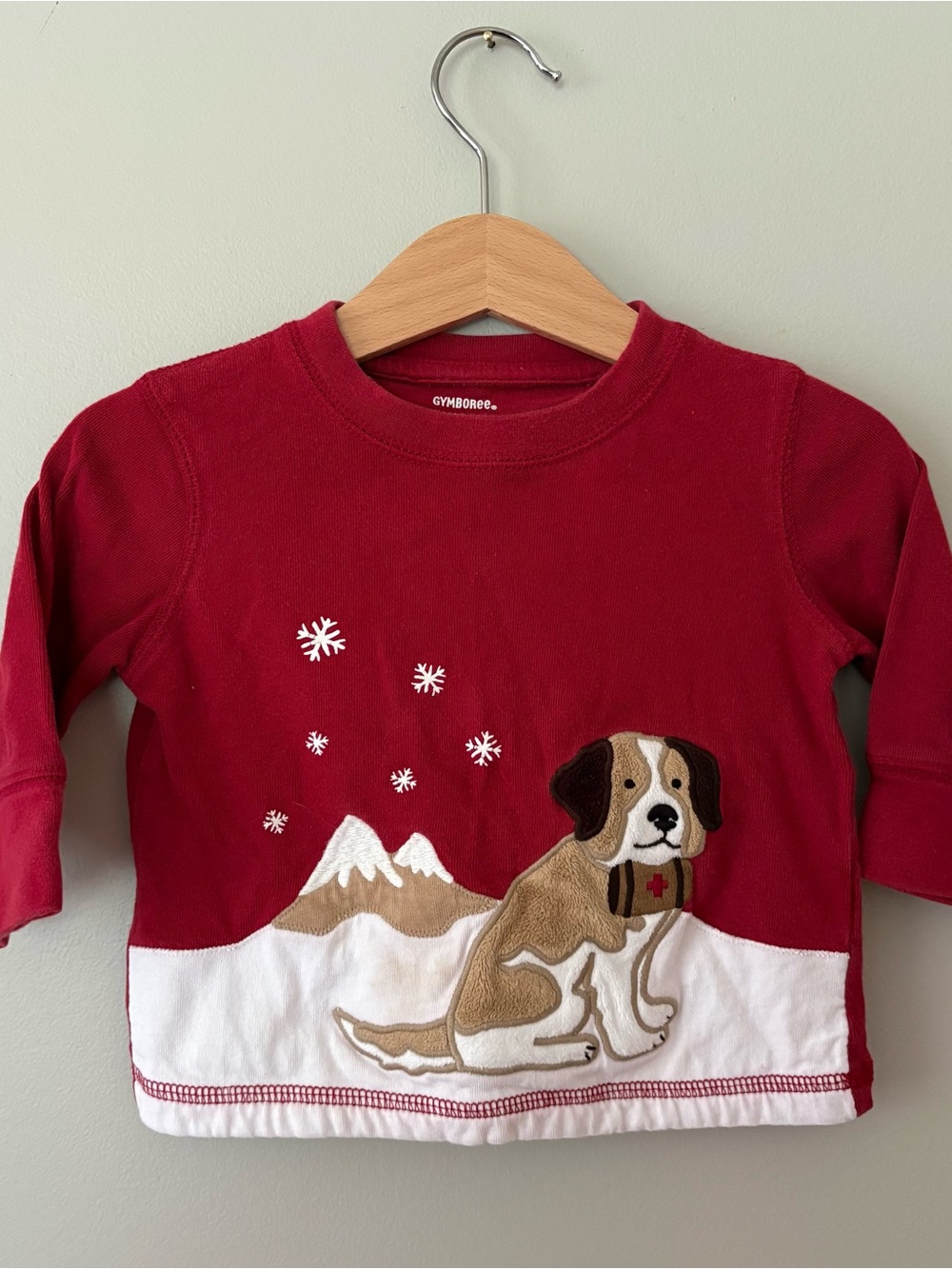 Gymboree Red Long-Sleeve Top with Dog Appliqué